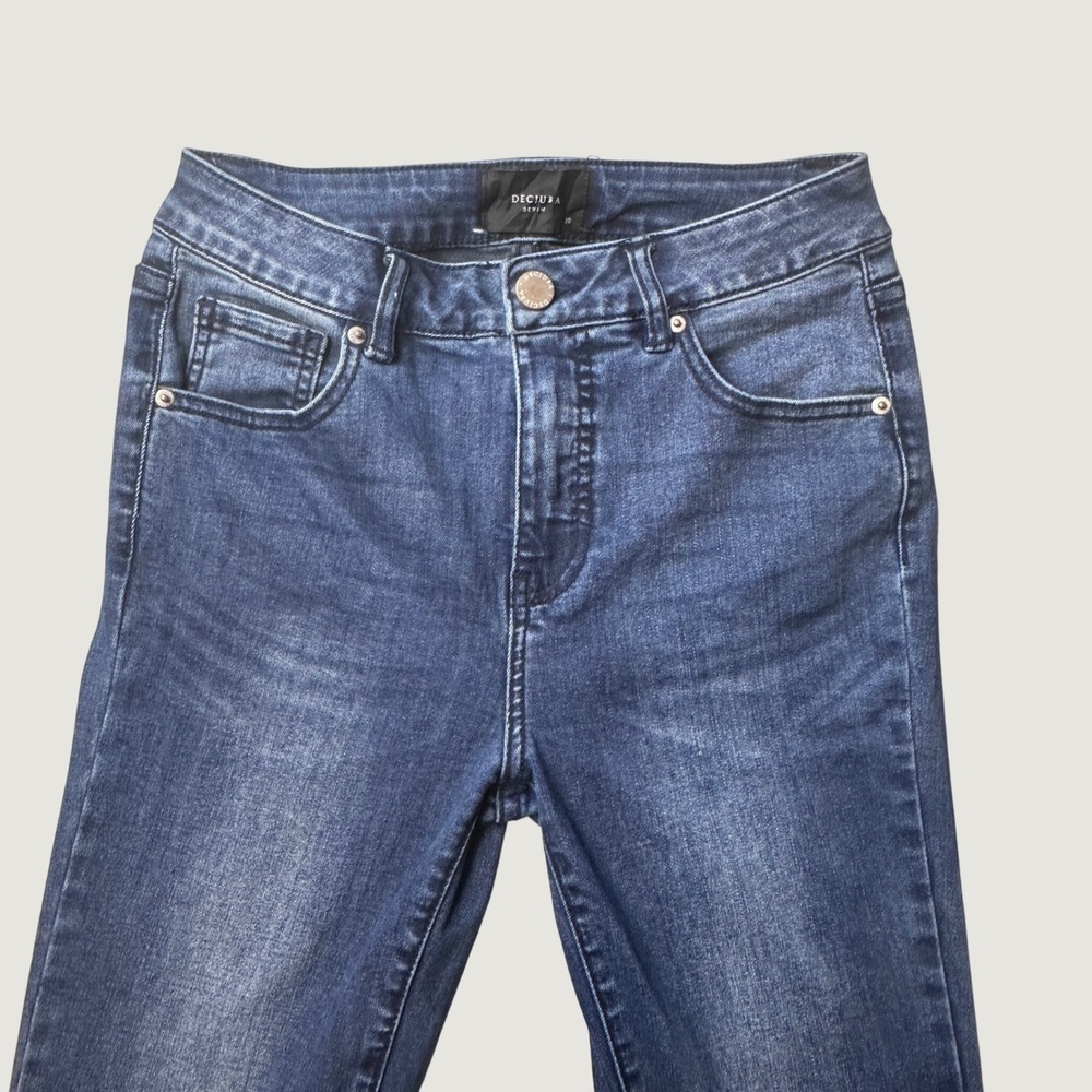 Decjuba Jeans Womens 10 Flare Dark Wash Blue High Rise Stretch Denim Denim Y2K